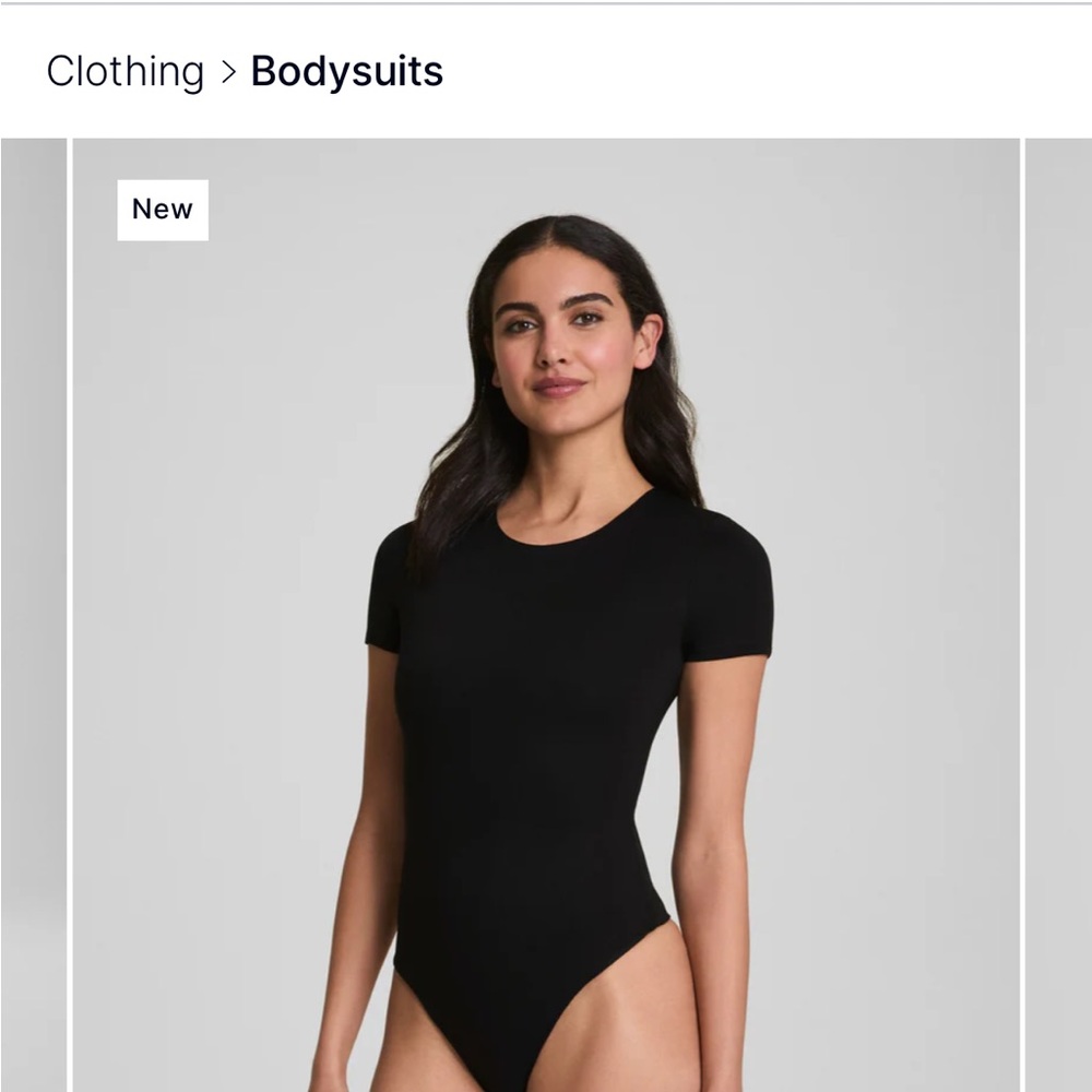 SPANX Black Short Sleeve Fitted Bodysuit